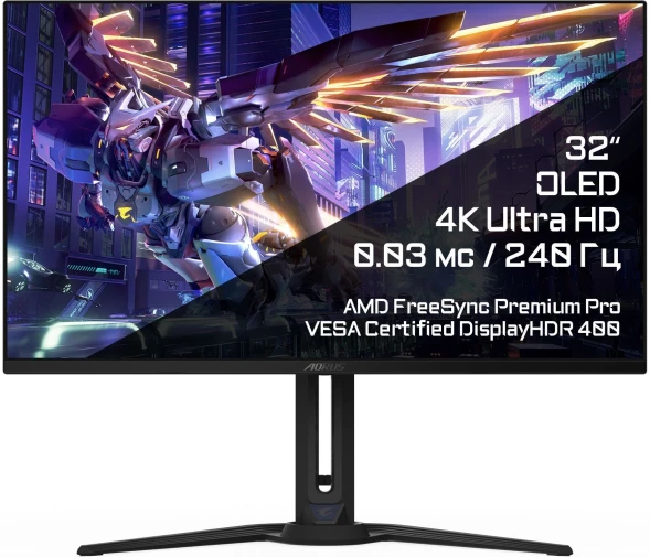 Монитор Gigabyte 31.5&amp;quot; Aorus FO32U2P черный QD OLED LED 16:9 HDMI M/M матовая HAS Piv 250cd 178гр/178гр 3840x2160 240Hz FreeSync Premium Pro DP 4K USB 8.53кг