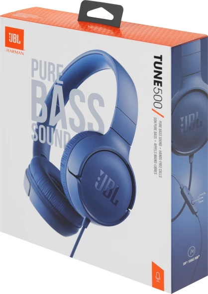 Гарнитура накладные JBL Tune 500 1.187м синий проводные оголовье (JBLT500BLU)