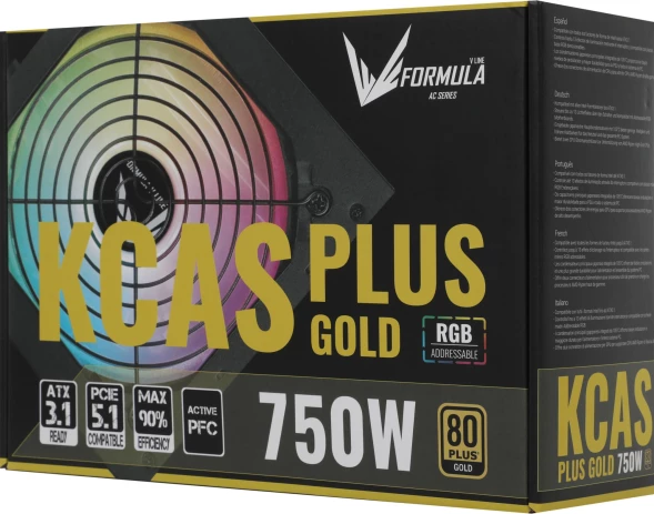 Блок питания Formula ATX 750W AC KCAS PLUS GOLD 750W RGB 80+ gold (20+4pin) APFC 120mm fan color LED 8xSATA RTL