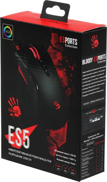 Мышь A4Tech Bloody ES5 черный оптическая (3200dpi) USB (8but)