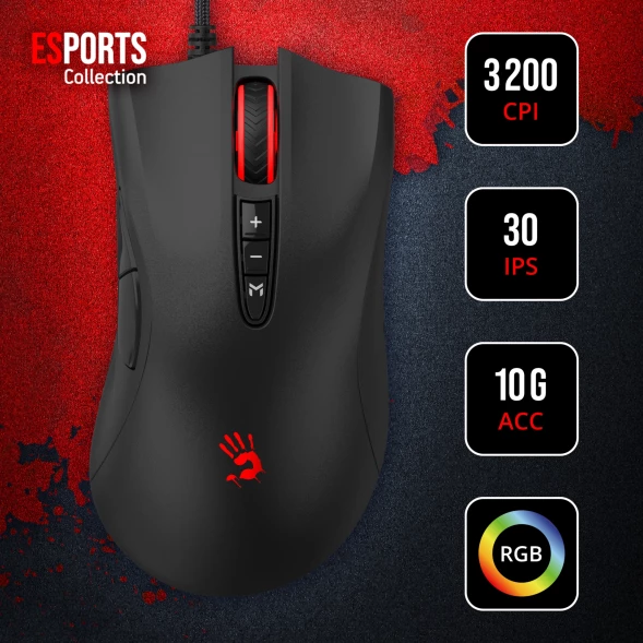 Мышь A4Tech Bloody ES5 черный оптическая (3200dpi) USB (8but)