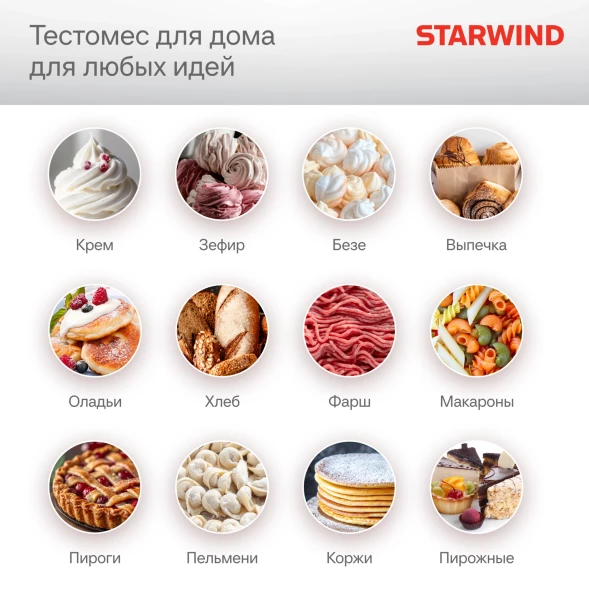 Миксер планетарный Starwind SPM7170 1900Вт гранатовый