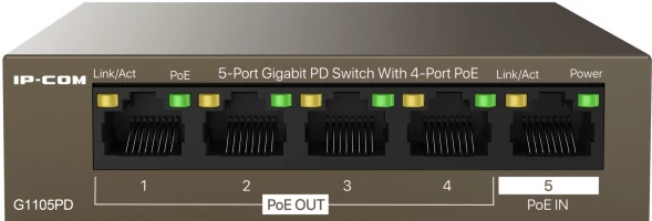 Коммутатор IP-Com G1105PD (L2) 5x1Гбит/с 4PoE 30W неуправляемый