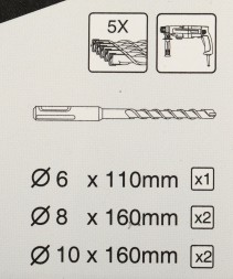 Набор буров Makita B-54704 по бет/камн (5пред.) для перфораторов