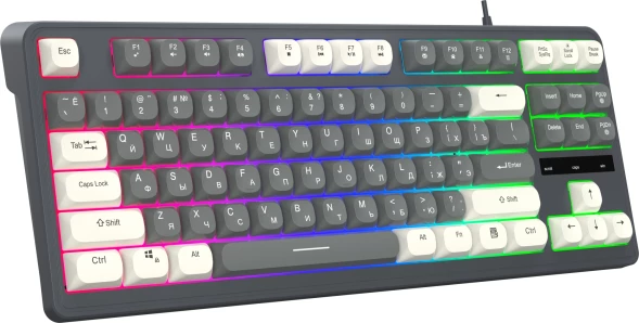 Клавиатура Оклик 711G серый/белый USB for gamer LED (1790385)
