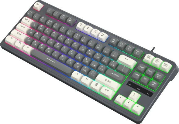 Клавиатура Оклик 711G серый/белый USB for gamer LED (1790385)