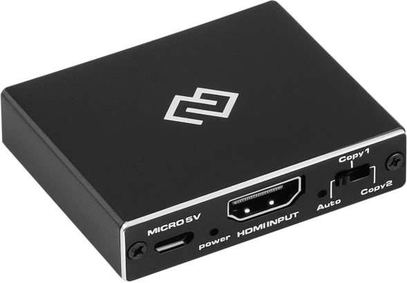 Сплиттер аудио-видео Digma DHSP-v2x2 HDMI (f)/2хHDMI (f) черный