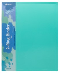 Папка на 2-х кольцах Бюрократ Pastel PAST0812/2RGRN A4 пластик 0.5мм кор.27мм торц.карм с бум. встав мятный