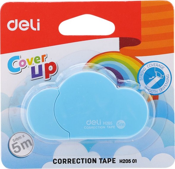 Лента коррект. Deli EH20501 5мх5мм ассорти корпус белый блистер