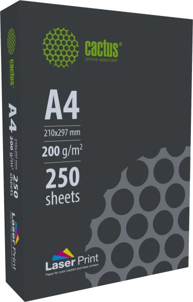 Бумага Cactus CS-LPA4200250 A4/200г/м2/250л./белый CIE170% для лазерной печати