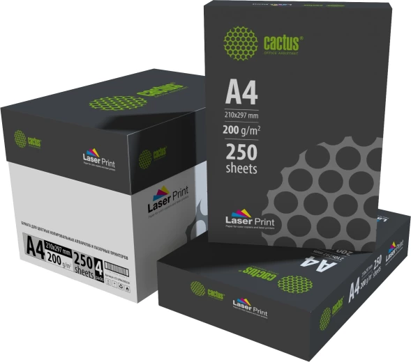 Бумага Cactus CS-LPA4200250 A4/200г/м2/250л./белый CIE170% для лазерной печати