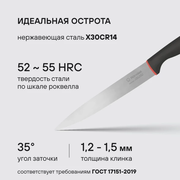 Набор ножей кухон. Rondell Urban RD-1010 компл.:4предм. разд.дос. черный/красный блистер