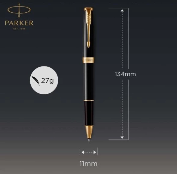 Ручка роллер Parker Sonnet Core T530 (1931496) LaqBlack GT F черн. черн. подар.кор.