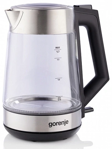 Чайник электрический Gorenje K17OGS 1.7л. 2200Вт нержавеющая сталь/прозрачный корпус: стекло/пластик
