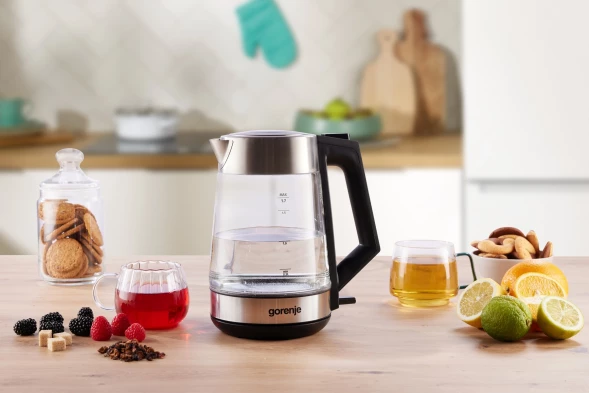 Чайник электрический Gorenje K17OGS 1.7л. 2200Вт нержавеющая сталь/прозрачный корпус: стекло/пластик