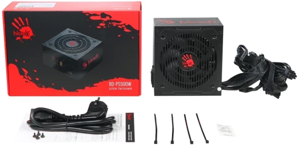 Блок питания Bloody ATX 500W BD-PS500W 80 PLUS WHITE (20+4pin) APFC 120mm fan 6xSATA RTL
