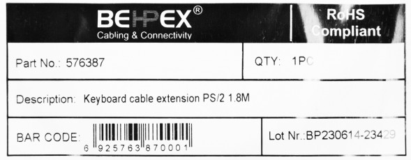 Кабель-удлинитель PS/2 (m) PS/2 (f) 1.8м