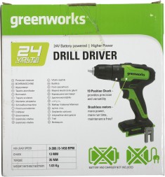 Дрель-шуруповерт Greenworks GD24DD35 аккум. патрон:быстрозажимной (3704007)