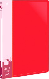 Папка с 20 прозр.вклад. Бюрократ -BPV20RED A4 пластик 0.6мм торц.карм с бум. встав красный