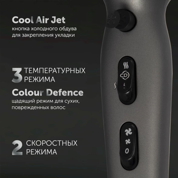 Фен Polaris PHD 2600ACi Salon Hair 2600Вт серый (PHD 2600ACI)