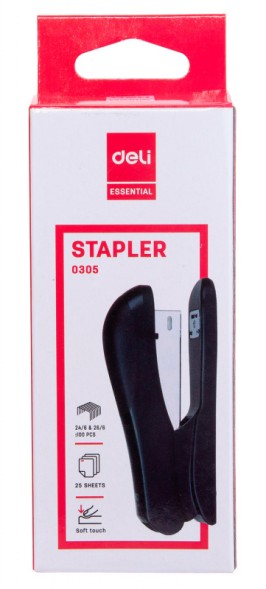 Степлер Deli E0305 Essential 24/6 26/6 (20листов) ассорти 100скоб коробка