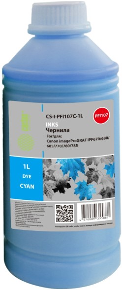 Чернила Cactus CS-I-PFI107C-1L PFI-107 голубой1000мл для Canon imageProGRAF iPF670/680/685/770/780/785