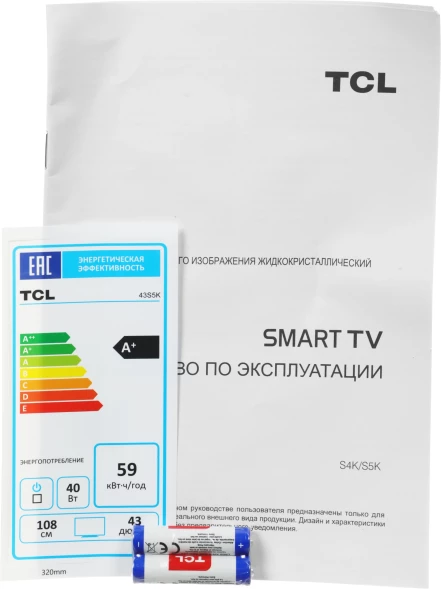 Телевизор LED TCL 43&amp;quot; 43S5K черный FULL HD 60Hz DVB-T DVB-T2 DVB-C DVB-S DVB-S2 USB WiFi Smart TV