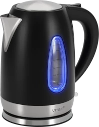 Чайник электрический Vitek VT-WK1065 1.7л. 2000Вт черный/серебристый корпус: металл