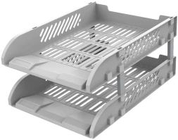 Лоток горизонтальный Deli E9212 GREY сборный для бумаг 325x241x155мм серый пластик (упак.:2шт) пластиковый пакет