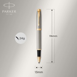 Ручка роллер Parker IM Core T321 (CW1931663) Brushed Metal GT F черн. черн. подар.кор.