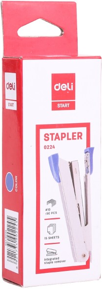 Степлер Deli E0224 Start N10 (15листов) встроенный антистеплер ассорти 50скоб коробка