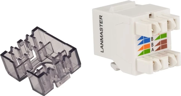 Модуль Lanmaster LAN-OK45U6/180R-WH информ. Keystone RJ45 кат.6 бел.