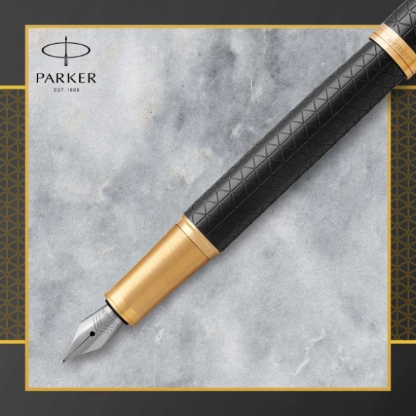 Ручка перьев. Parker IM Premium F323 (1931646) Black GT F сталь нержавеющая подар.кор.