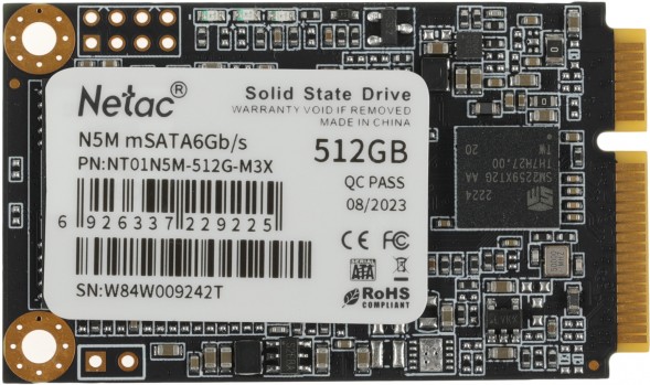 Накопитель SSD Netac SATA-III 512GB NT01N5M-512G-M3X N5M mSATA