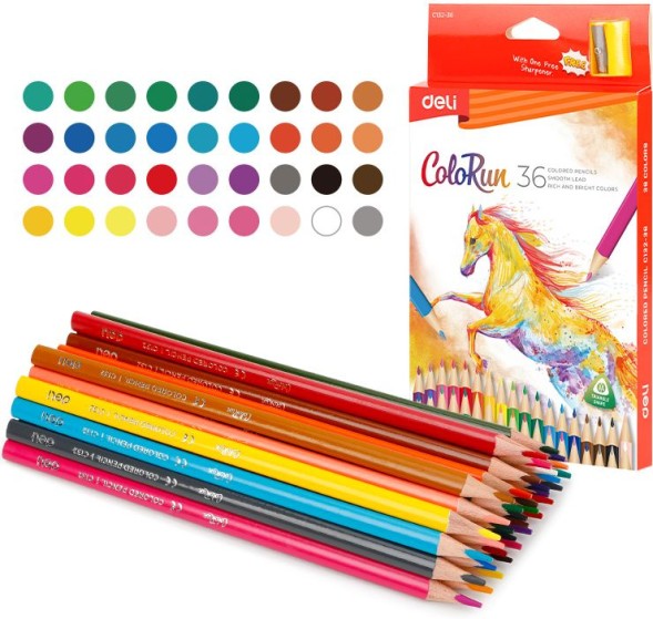 Набор карандашей цв. Deli EC132-36 ColoRun 36цв. коробка/европод. (36шт)
