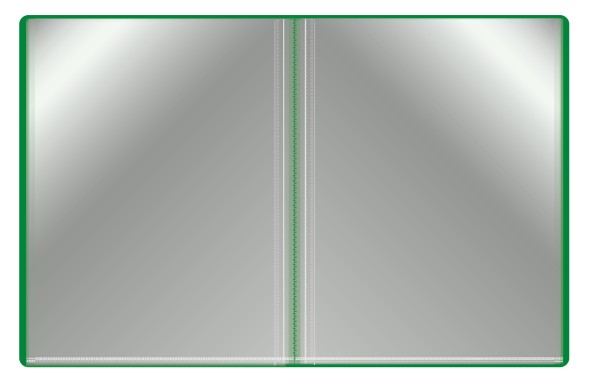 Папка с 100 прозр.вклад. Бюрократ -BPVN100GRN A4 пластик 0.8мм торц.карм с бум. встав зеленый