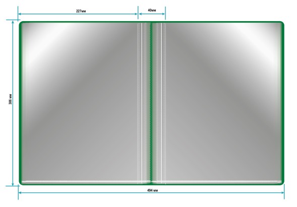 Папка с 100 прозр.вклад. Бюрократ -BPVN100GRN A4 пластик 0.8мм торц.карм с бум. встав зеленый