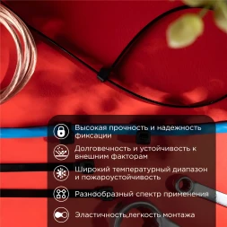Стяжка пластиковая Rexant 07-1303 300x4.8мм (упак:100шт) нейлон внешний (-30/+80) черный