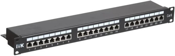 Патч-панель ITK PP24-1UC6S-D05 19&amp;quot; 1U 24xRJ45 кат.6 STP