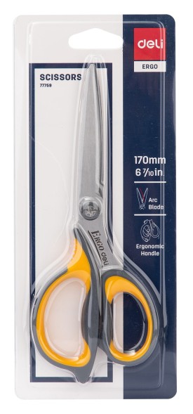 Ножницы Deli E77759 офисные 170мм ручки с резиновой вставкой сталь ассорти