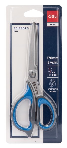 Ножницы Deli E77759 офисные 170мм ручки с резиновой вставкой сталь ассорти