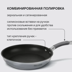 Сковорода Rondell Flamme RDS-1675 круглая 28см покрытие: Eclipse ручка несъемная (без крышки) стальной