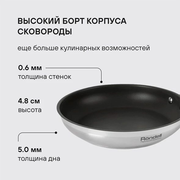 Сковорода Rondell Flamme RDS-1675 круглая 28см покрытие: Eclipse ручка несъемная (без крышки) стальной