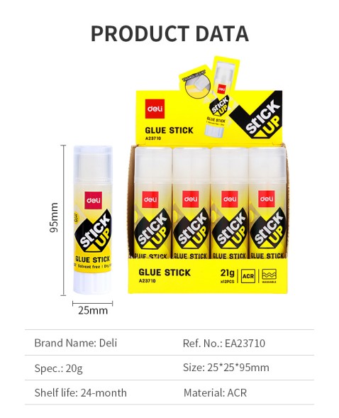 Клей-карандаш Deli Stick UP EA23710 21гр прозрачный дисплей картонный