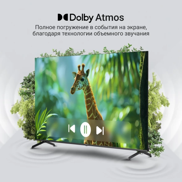 Телевизор QLED Digma 75&amp;quot; DM-LED75UQB31 Google TV Frameless Metal черный/черный 4K Ultra HD 60Hz MEMC DVB-T DVB-T2 DVB-C DVB-S DVB-S2 USB WiFi Smart TV