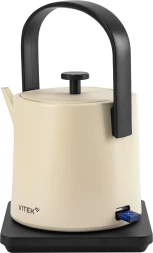 Чайник электрический Vitek VT-WK1001 0.8л. 1000Вт белый/черный корпус: металл