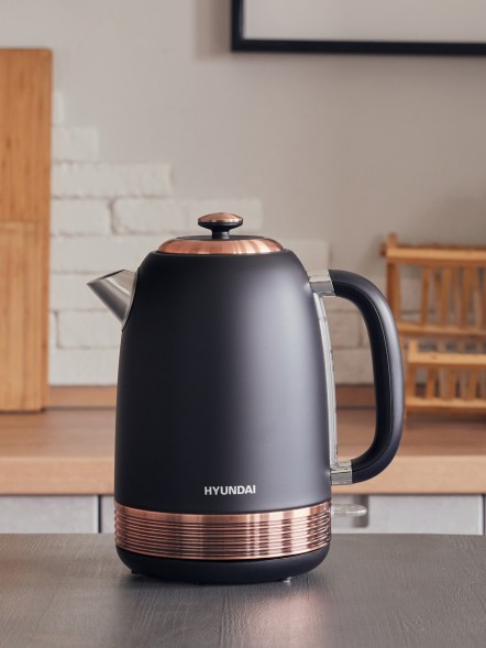 Чайник электрический Hyundai HYK-S4501 1.7л. 2200Вт черный/бронзовый корпус: металл/пластик