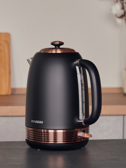 Чайник электрический Hyundai HYK-S4501 1.7л. 2200Вт черный/бронзовый корпус: металл/пластик