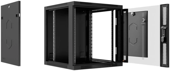Шкаф коммутационный Cabeus (SH-05F-12U60/60-R-BK) настенный 12U 600x600мм пер.дв.стекл 50кг черный 540мм 27кг 220град. 635мм IP20 сталь
