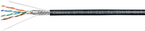 Кабель информационный Cabeus SFTP-4P-Cat.5e-SOLID-OUT-LSZH-UV кат.5E SF/UTP 4 пары LSZH универсальный 305м черный
